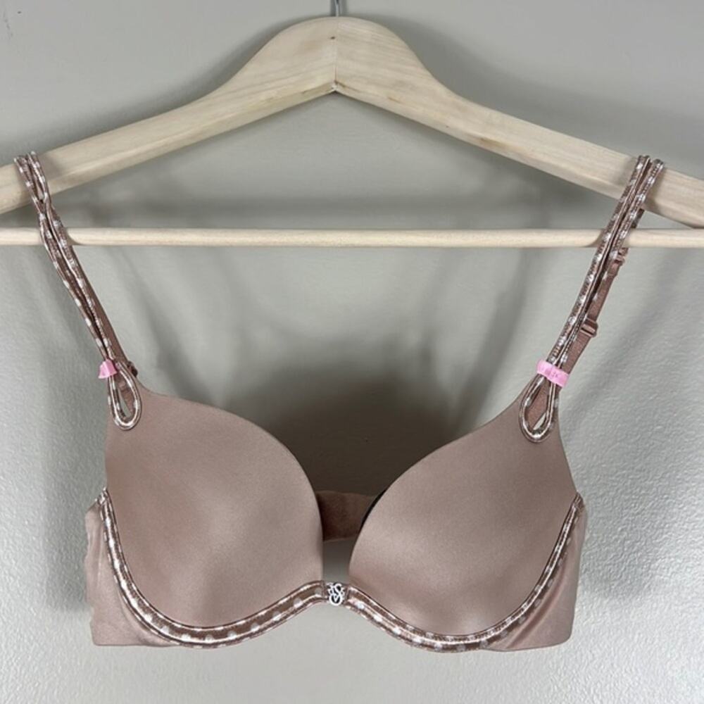 Victoria's Secret Tan Bra with Pink Accents